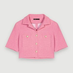 CURRENT COLLECTION - Maje Cropped Tweed Jacket Pink